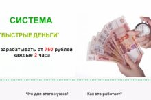 СИСТЕМА «БЫСТРЫЕ ДЕНЬГИ»