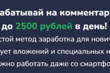 Зарабатывай на комментариях до 2500 рублей в день!